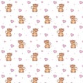 baby seamless pattern with cute monkeys and hearts